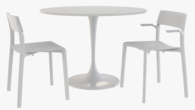 ikea chair janinge and table docksta 3D model 2