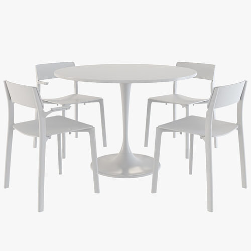 ikea chair janinge and table docksta 3D model 3