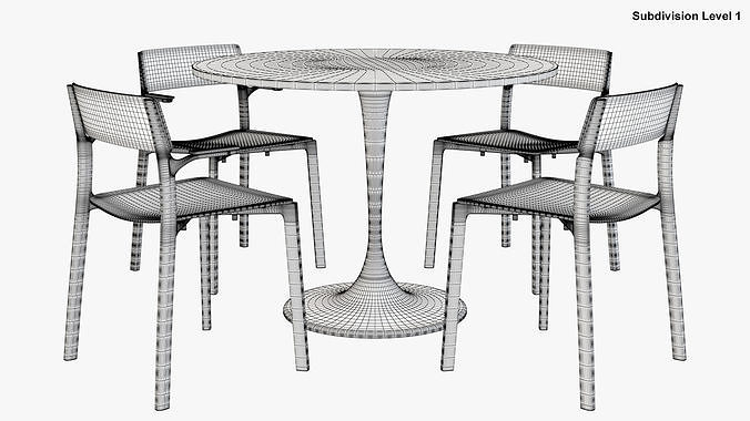 ikea chair janinge and table docksta 3D model 5
