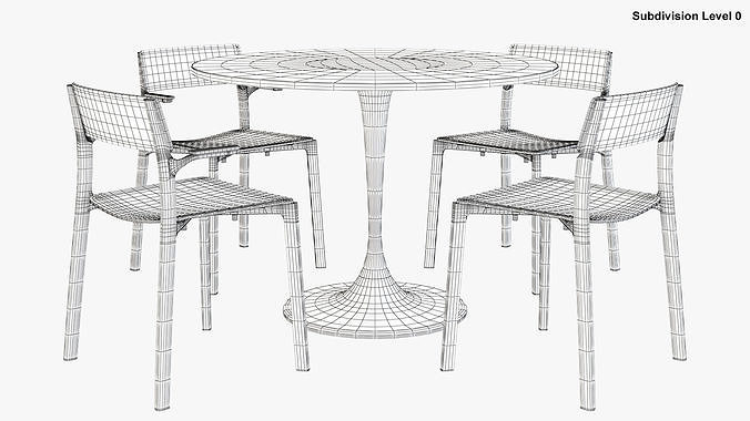 ikea chair janinge and table docksta 3D model 4