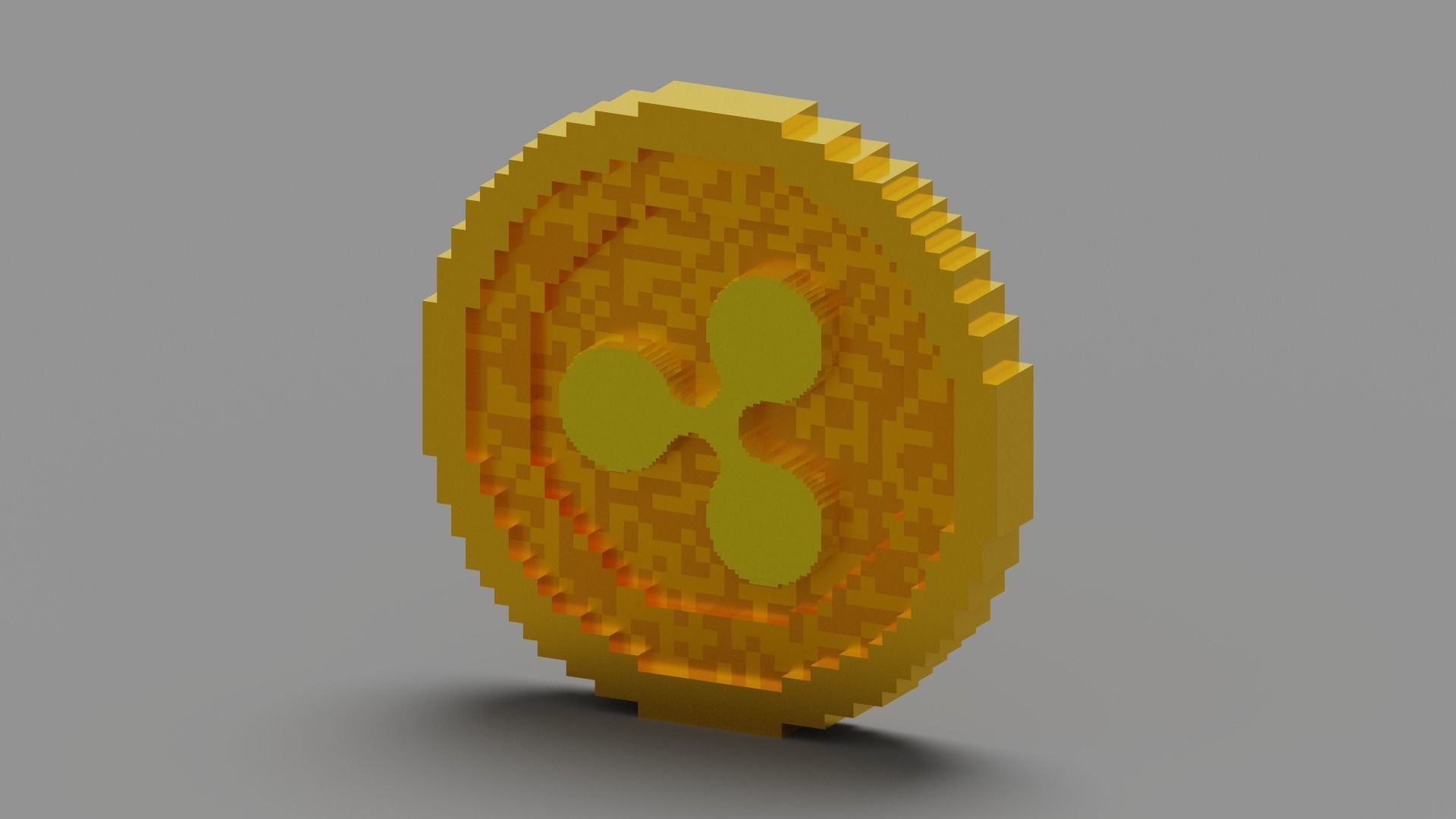 Voxel Ripple Coin Low-poly 3D model_18