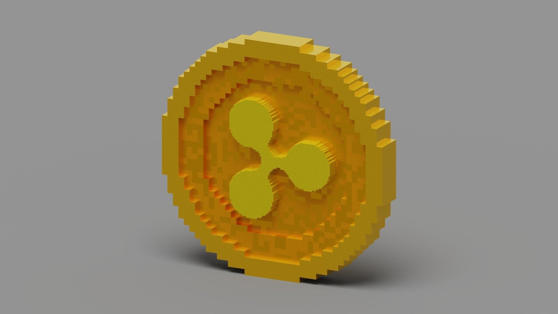 Voxel Ripple Coin Low-poly 3D model_12