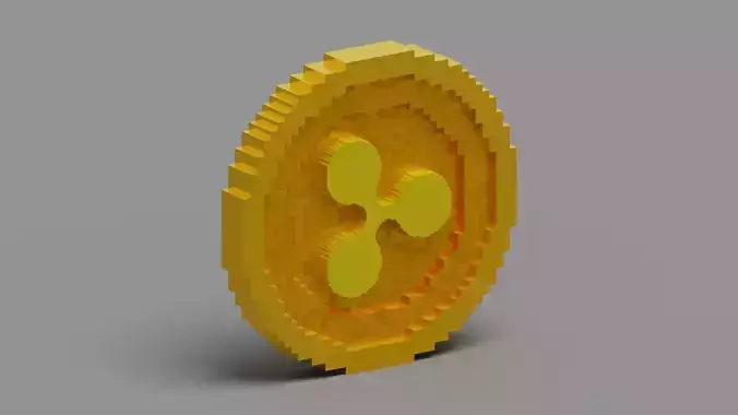 Voxel Ripple Coin Low-poly 3D model
