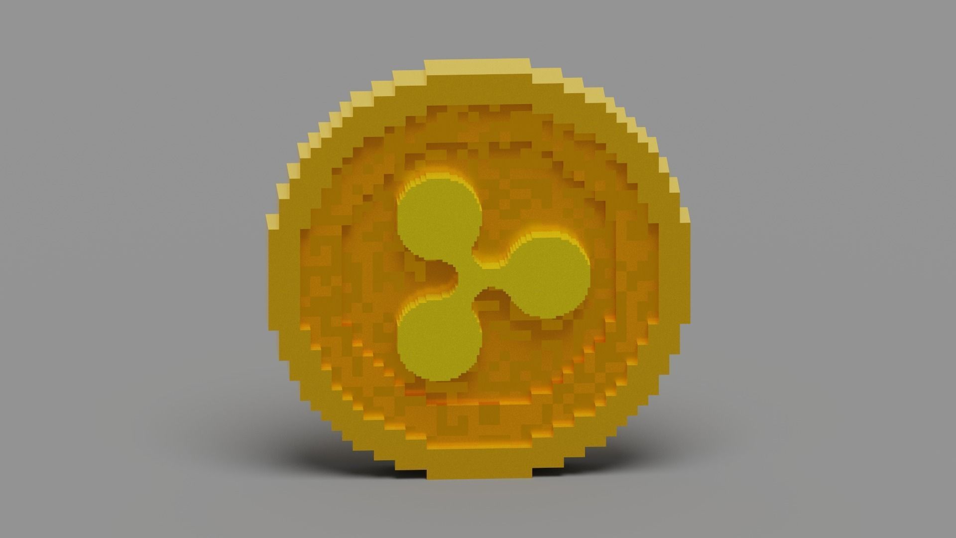 Voxel Ripple Coin Low-poly 3D model_11