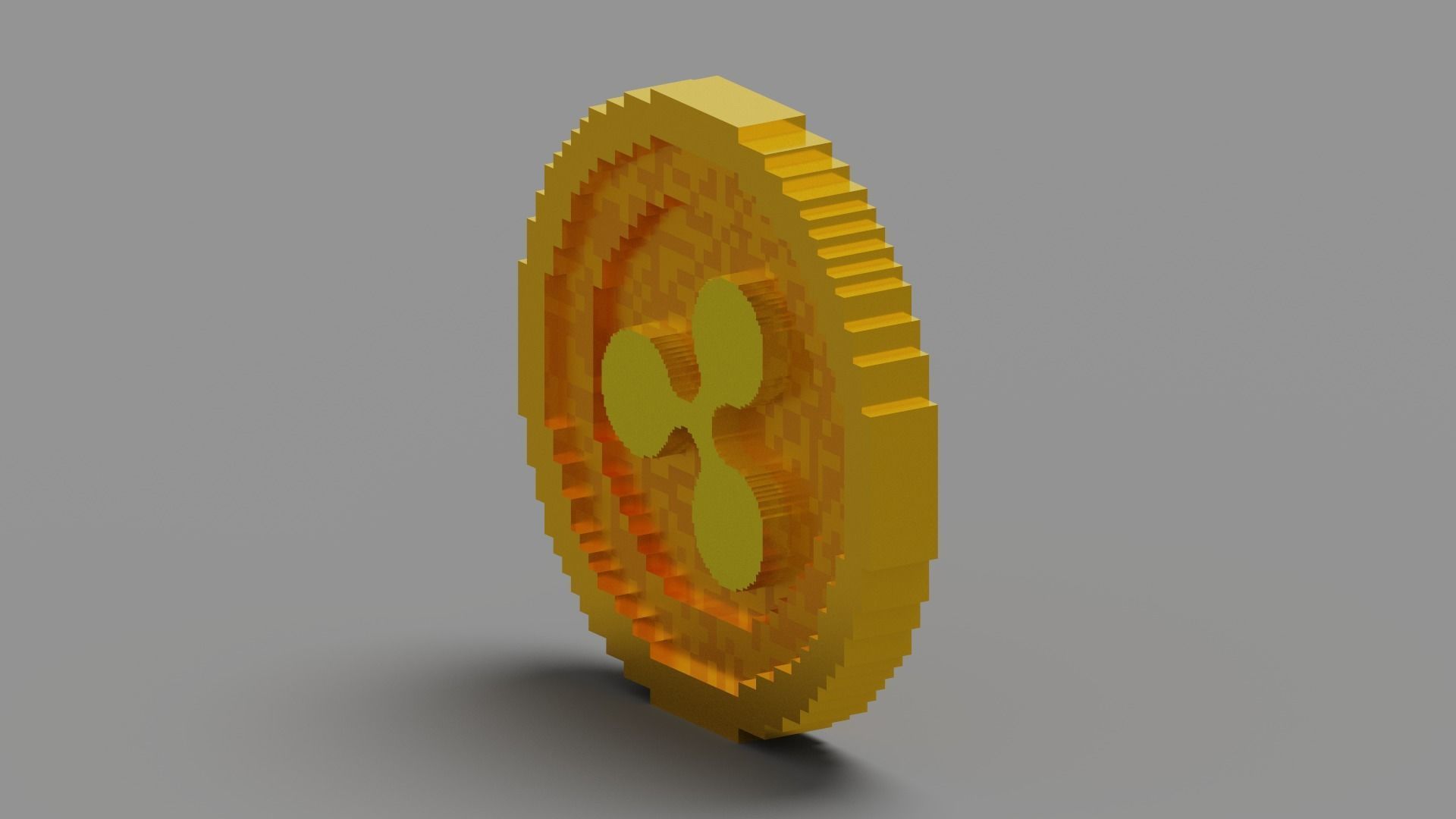 Voxel Ripple Coin Low-poly 3D model_19
