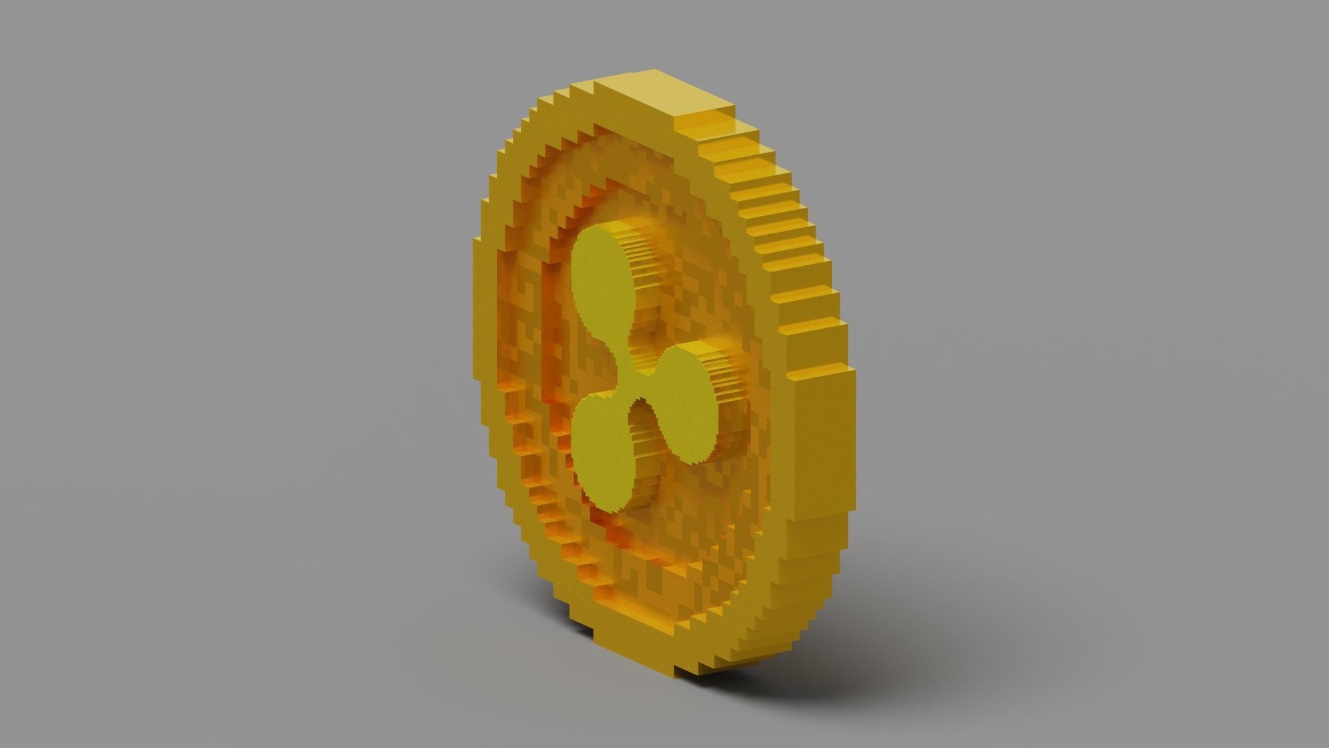 Voxel Ripple Coin Low-poly 3D model_13
