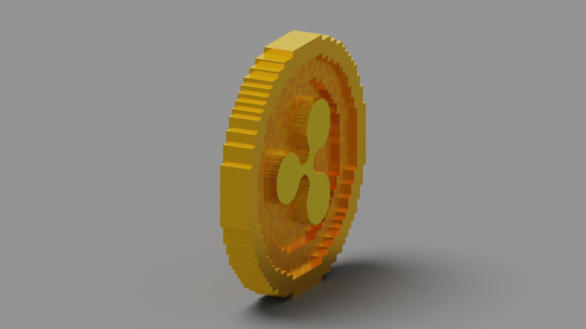 Voxel Ripple Coin Low-poly 3D model_15