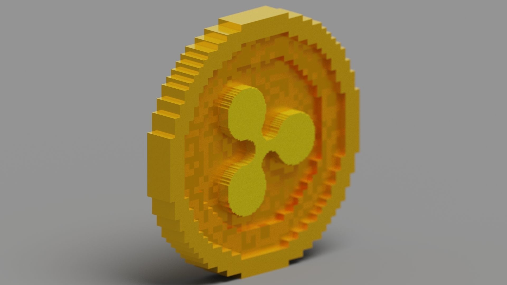 Voxel Ripple Coin Low-poly 3D model_3