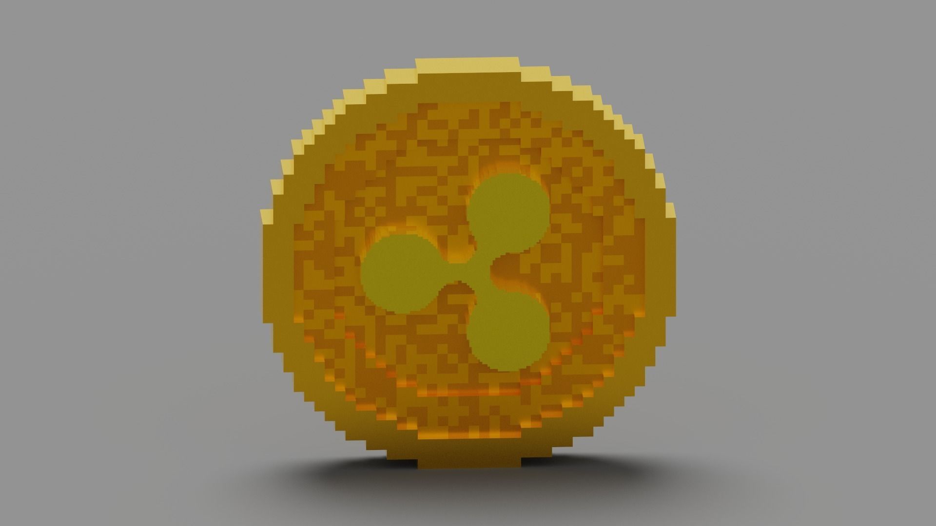 Voxel Ripple Coin Low-poly 3D model_17
