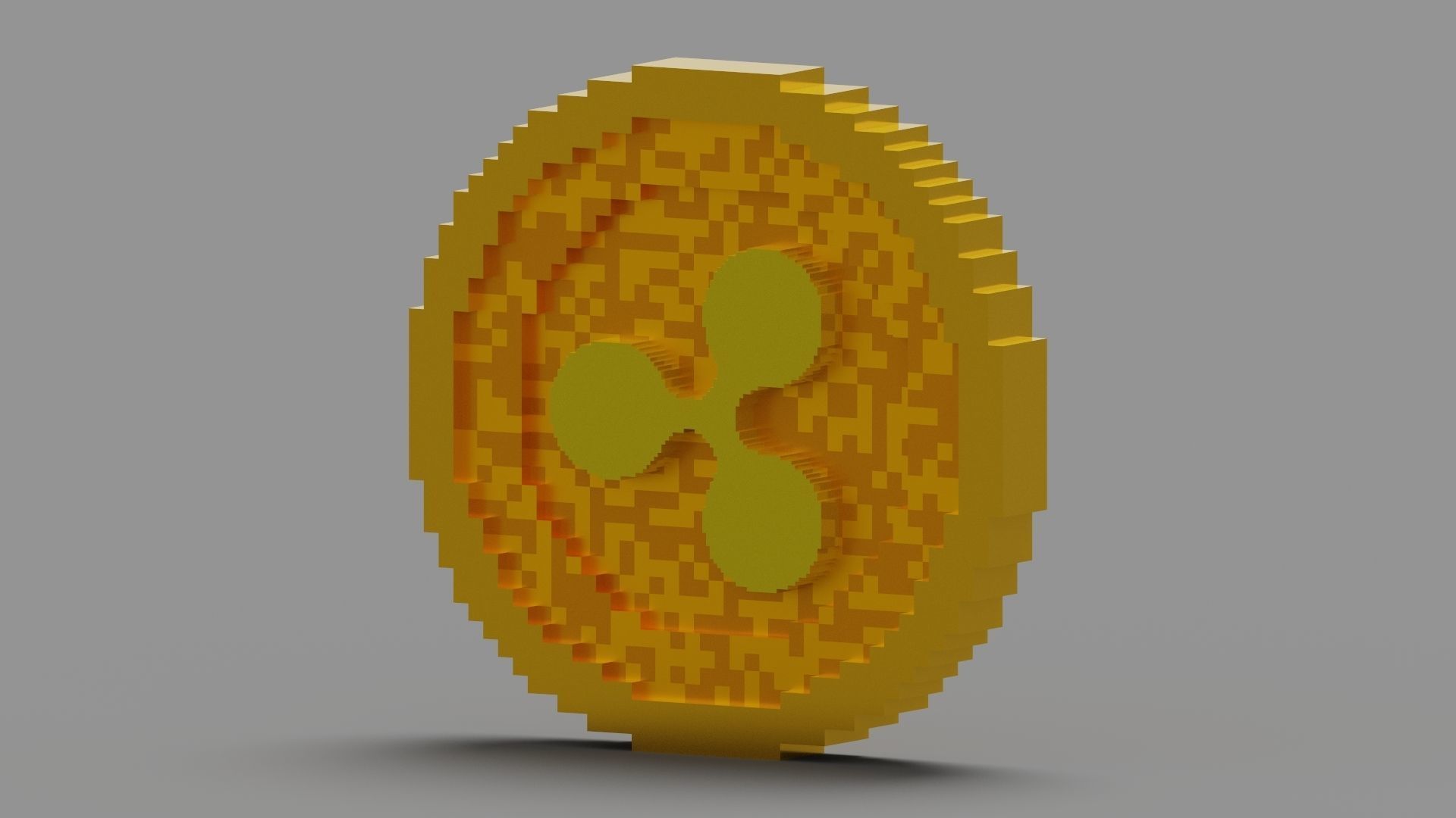 Voxel Ripple Coin Low-poly 3D model_10