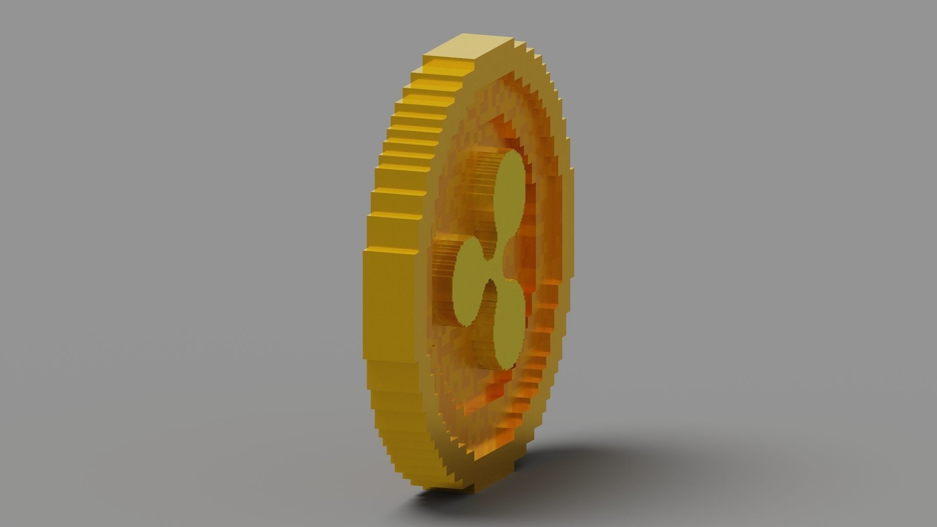 Voxel Ripple Coin Low-poly 3D model_9