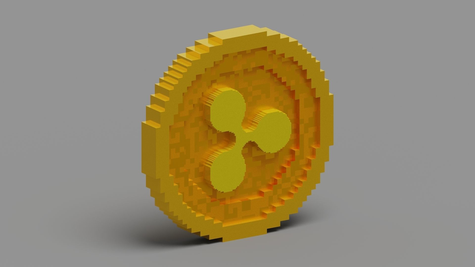 Voxel Ripple Coin Low-poly 3D model_1