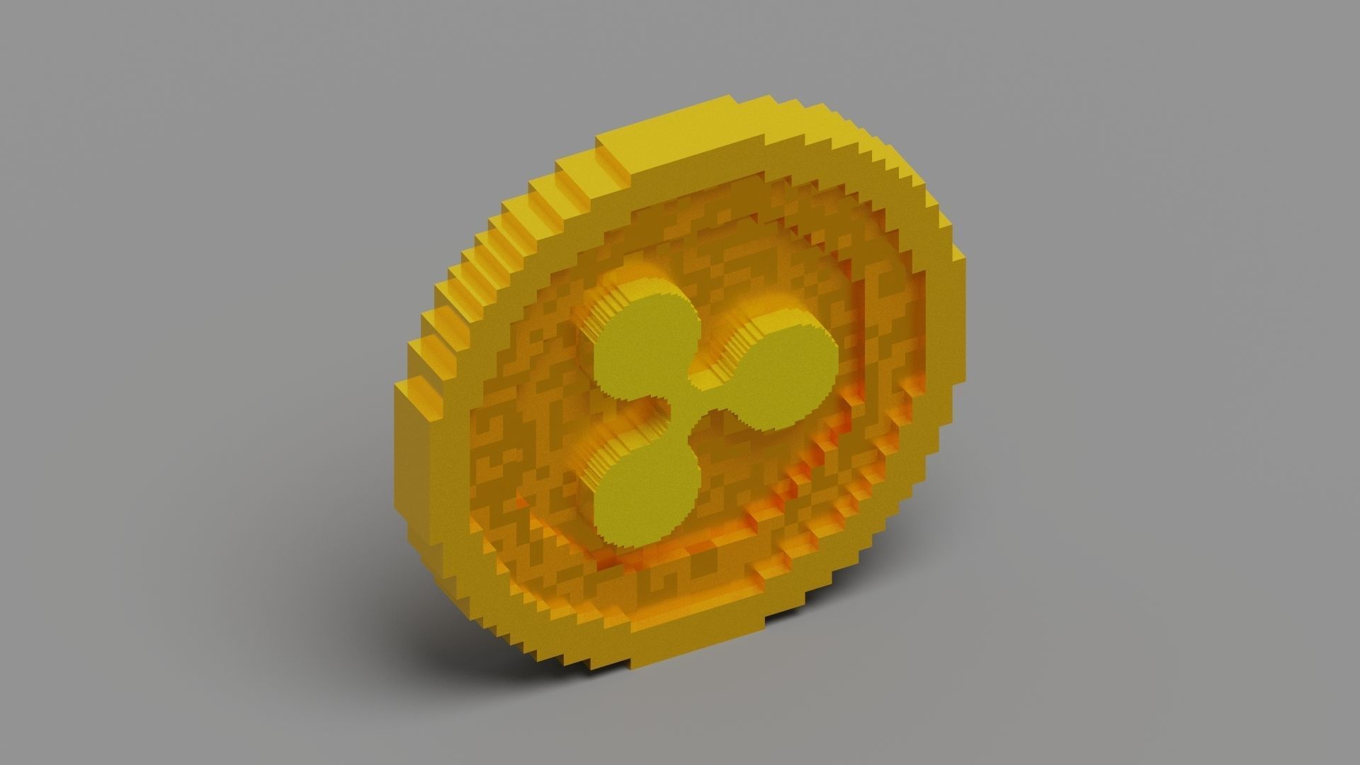 Voxel Ripple Coin Low-poly 3D model_7