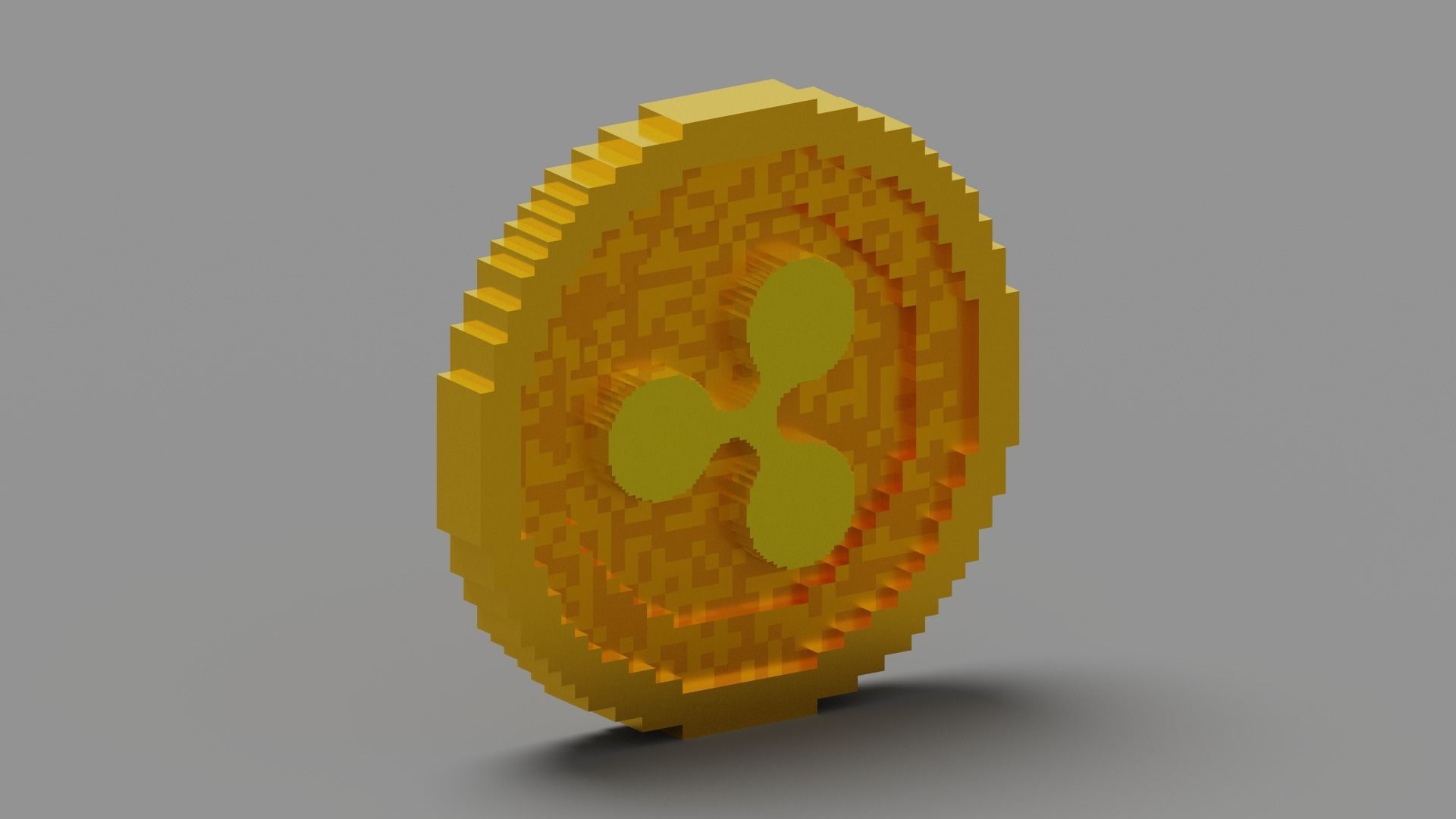 Voxel Ripple Coin Low-poly 3D model_16