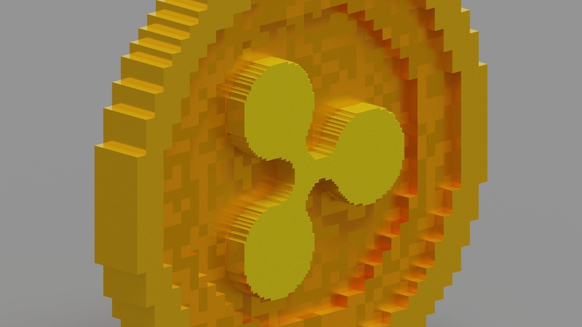 Voxel Ripple Coin Low-poly 3D model_2