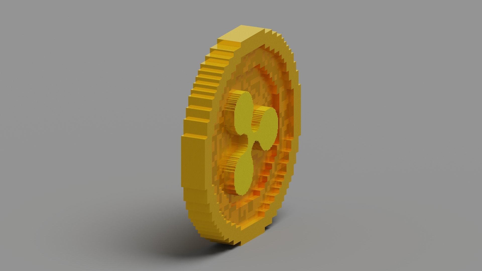 Voxel Ripple Coin Low-poly 3D model_21