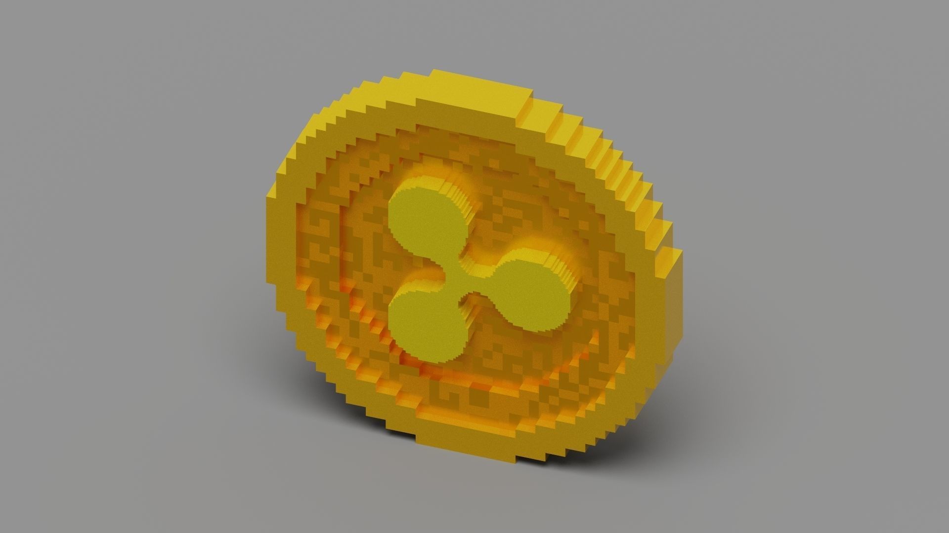 Voxel Ripple Coin Low-poly 3D model_8