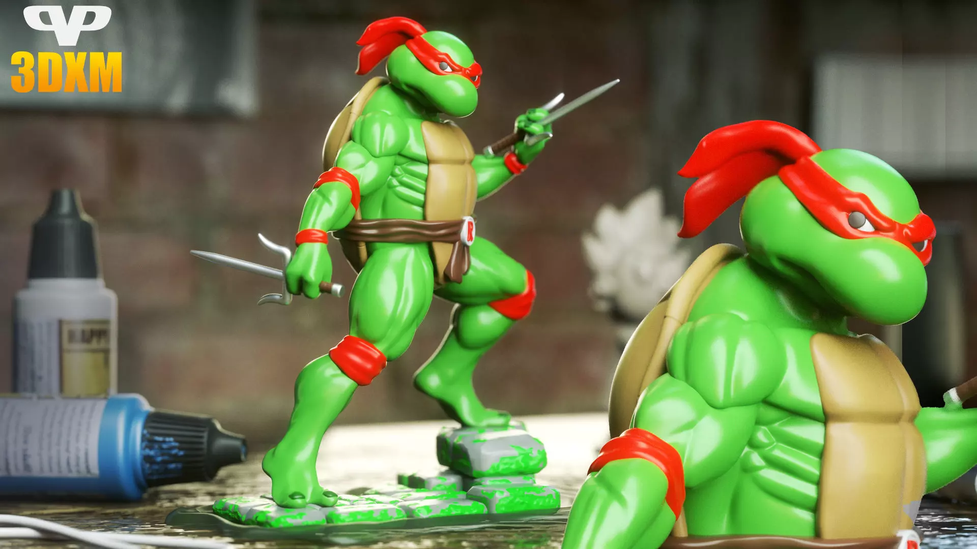 TMNT Raphael STL for 3D Printing ChibiSTL 3DXM 3D print model_0