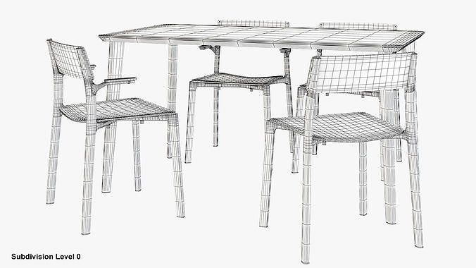 ikea chair janinge and table lisabo 3D model 4