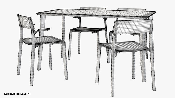 ikea chair janinge and table lisabo 3D model 5