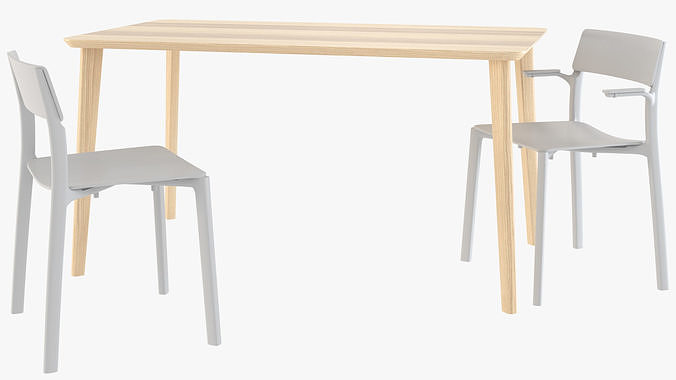 ikea chair janinge and table lisabo 3D model 2