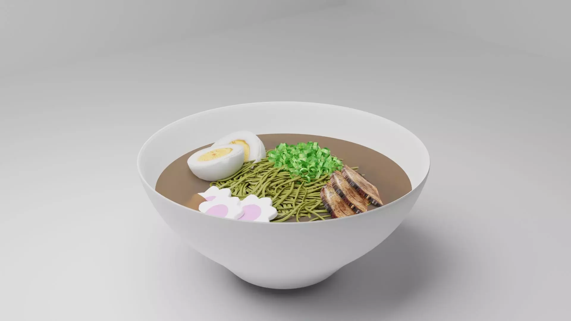 Ramen bowl of with eggs and vegetables 3D model_0