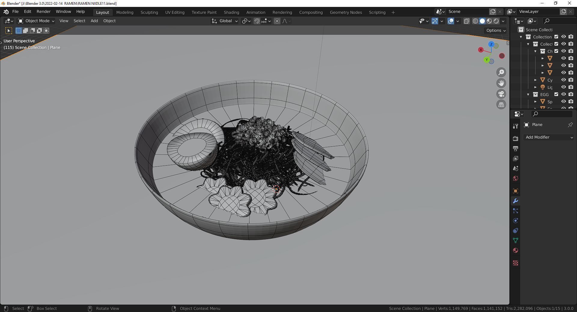 Ramen bowl of with eggs and vegetables 3D model_2