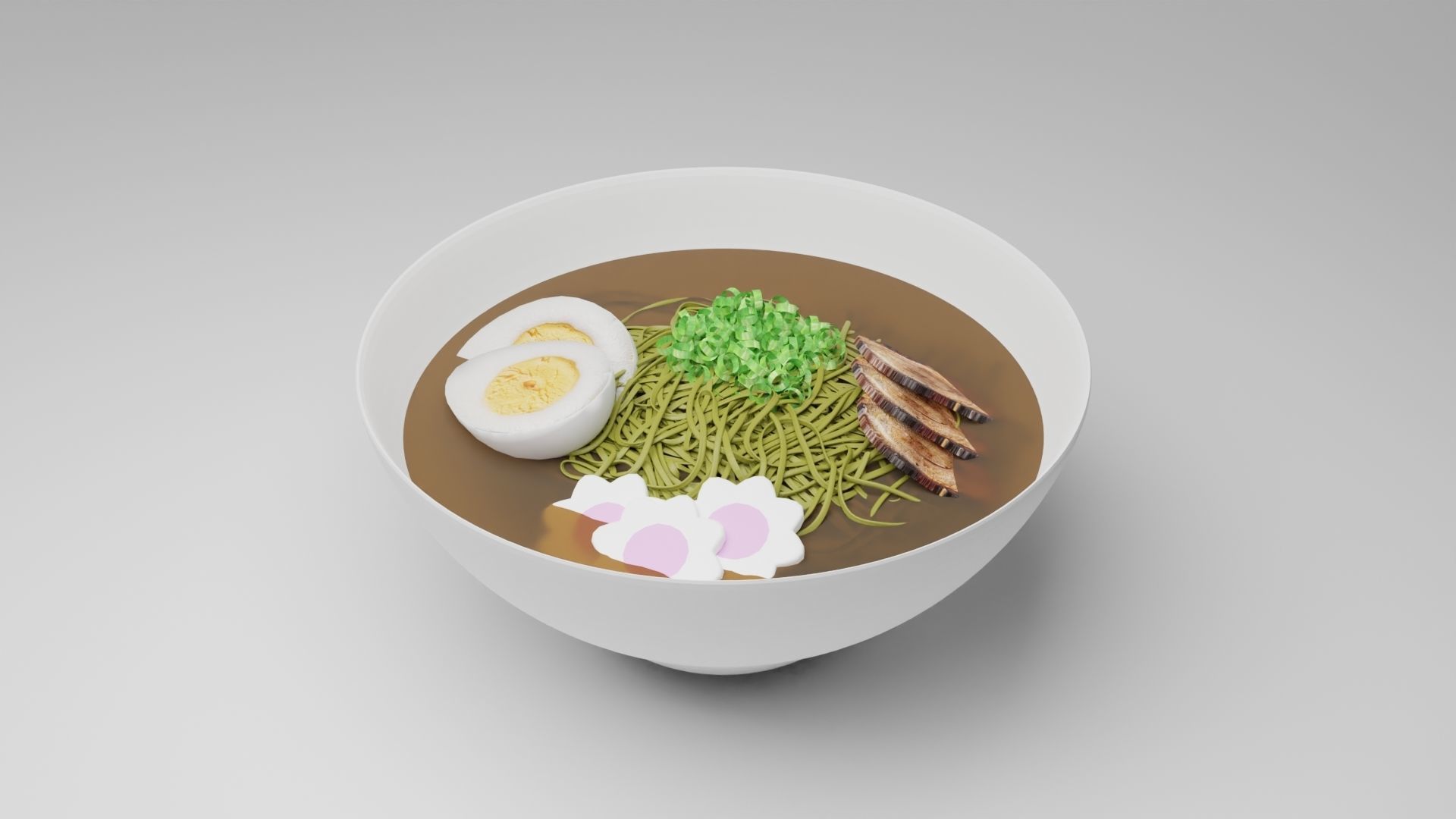 Ramen bowl of with eggs and vegetables 3D model_1