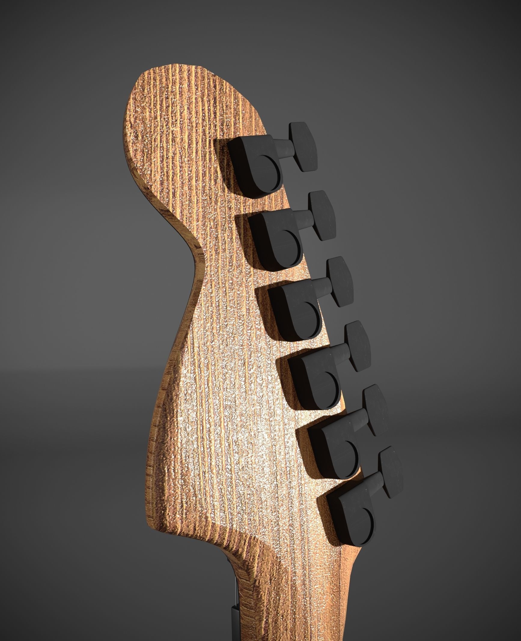 Red black pink white bass guitar 3D model_11