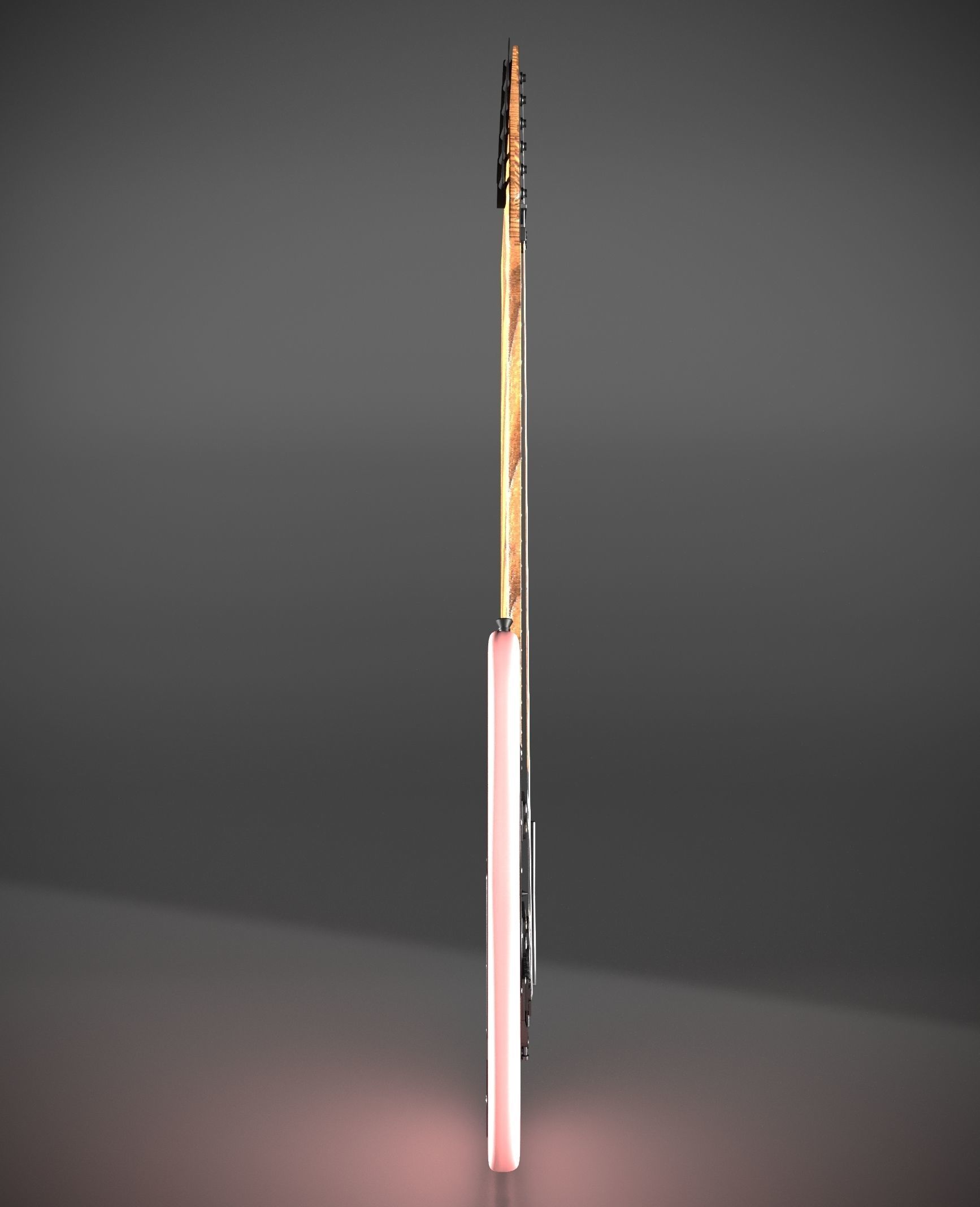 Red black pink white bass guitar 3D model_3