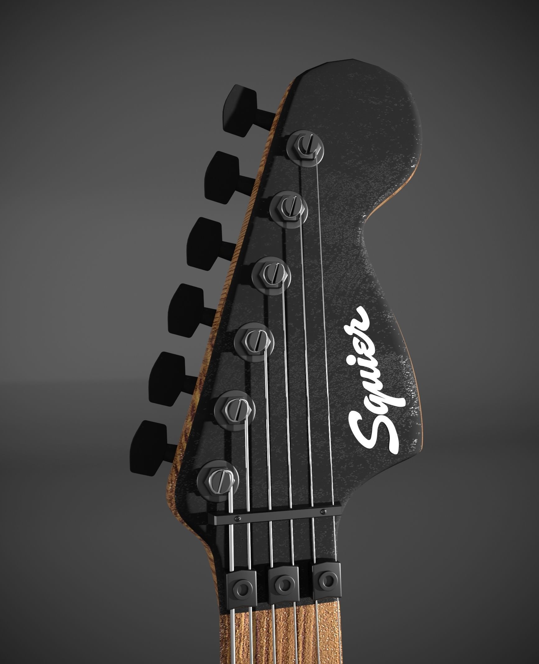 Red black pink white bass guitar 3D model_9