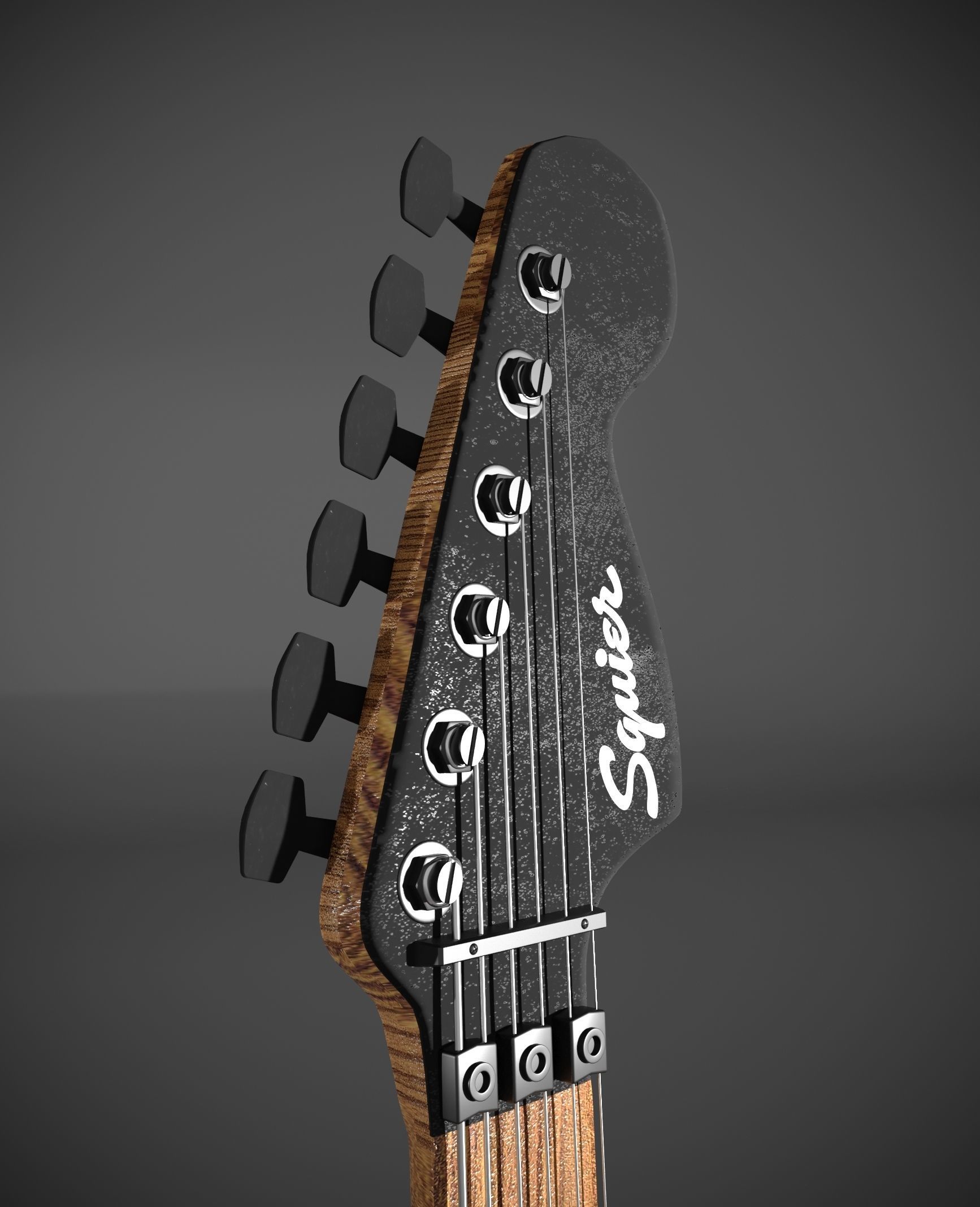 Red black pink white bass guitar 3D model_10