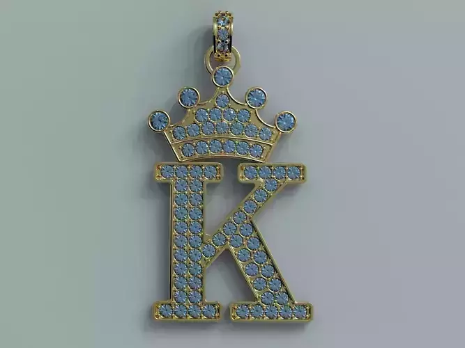 Letter K Crown Pendant