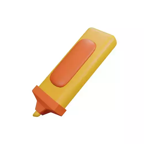 Highlighter 3D Model orange and marker