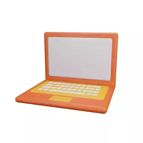 Laptop 3D Model orange Low-poly 3D model