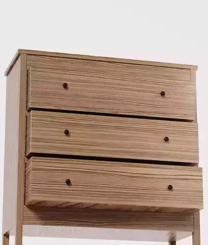 Light Wood Cabinet with Movable Drawers 3D model