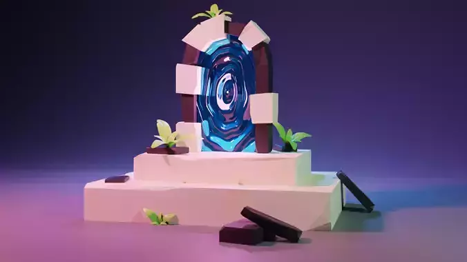 Ancient magic portal low poly