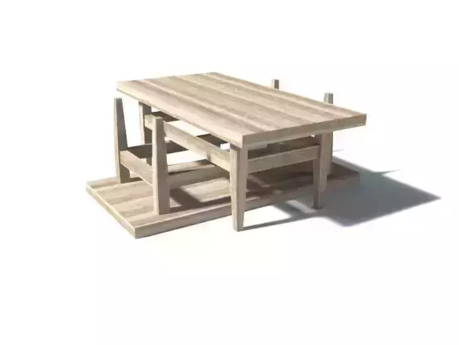 stool wooden table with two shelves