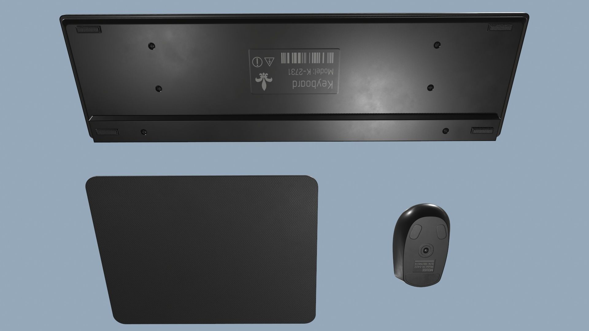 Computer Mouse and Keyboard Low-poly 3D model_9