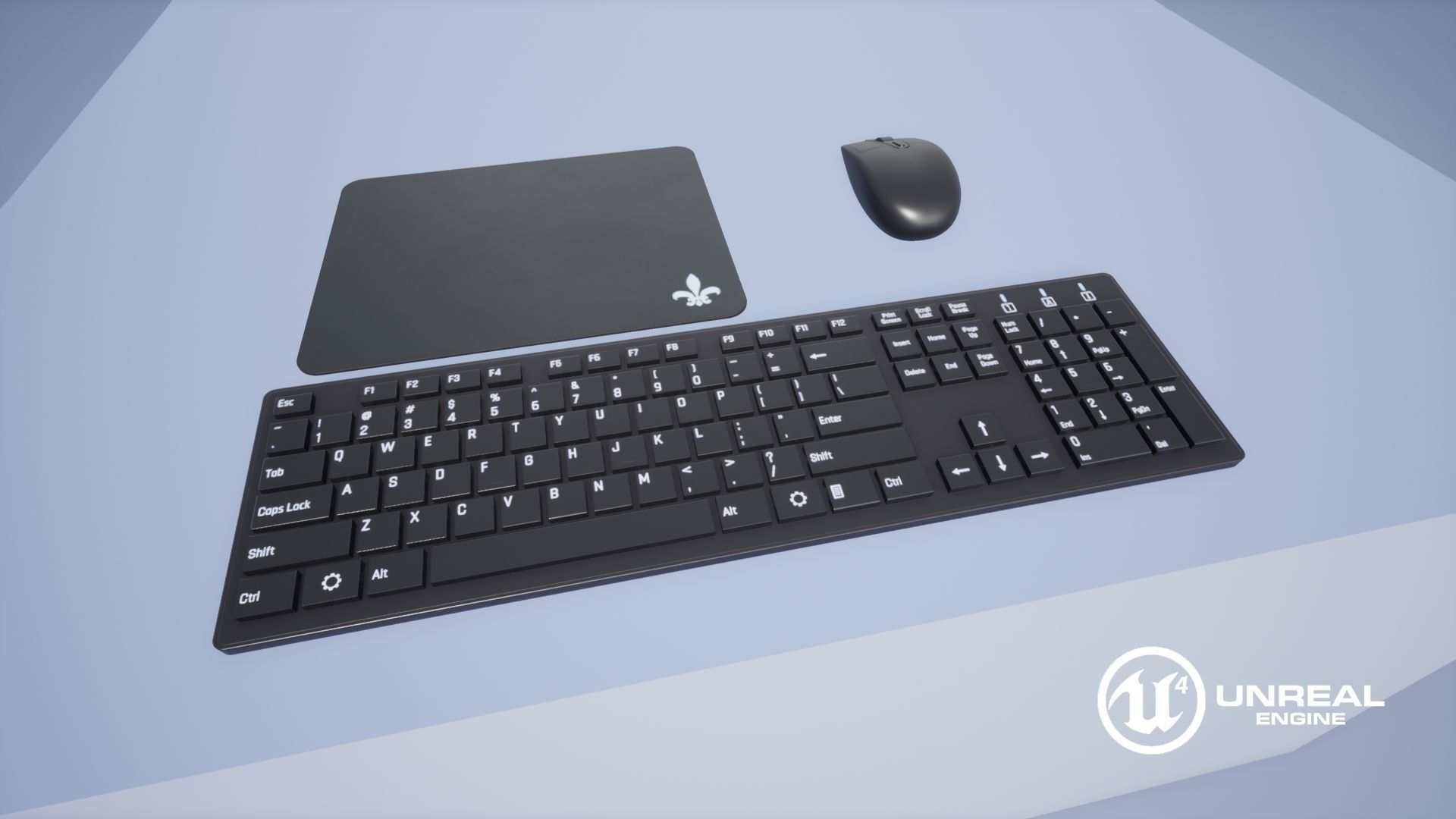 Computer Mouse and Keyboard Low-poly 3D model_14