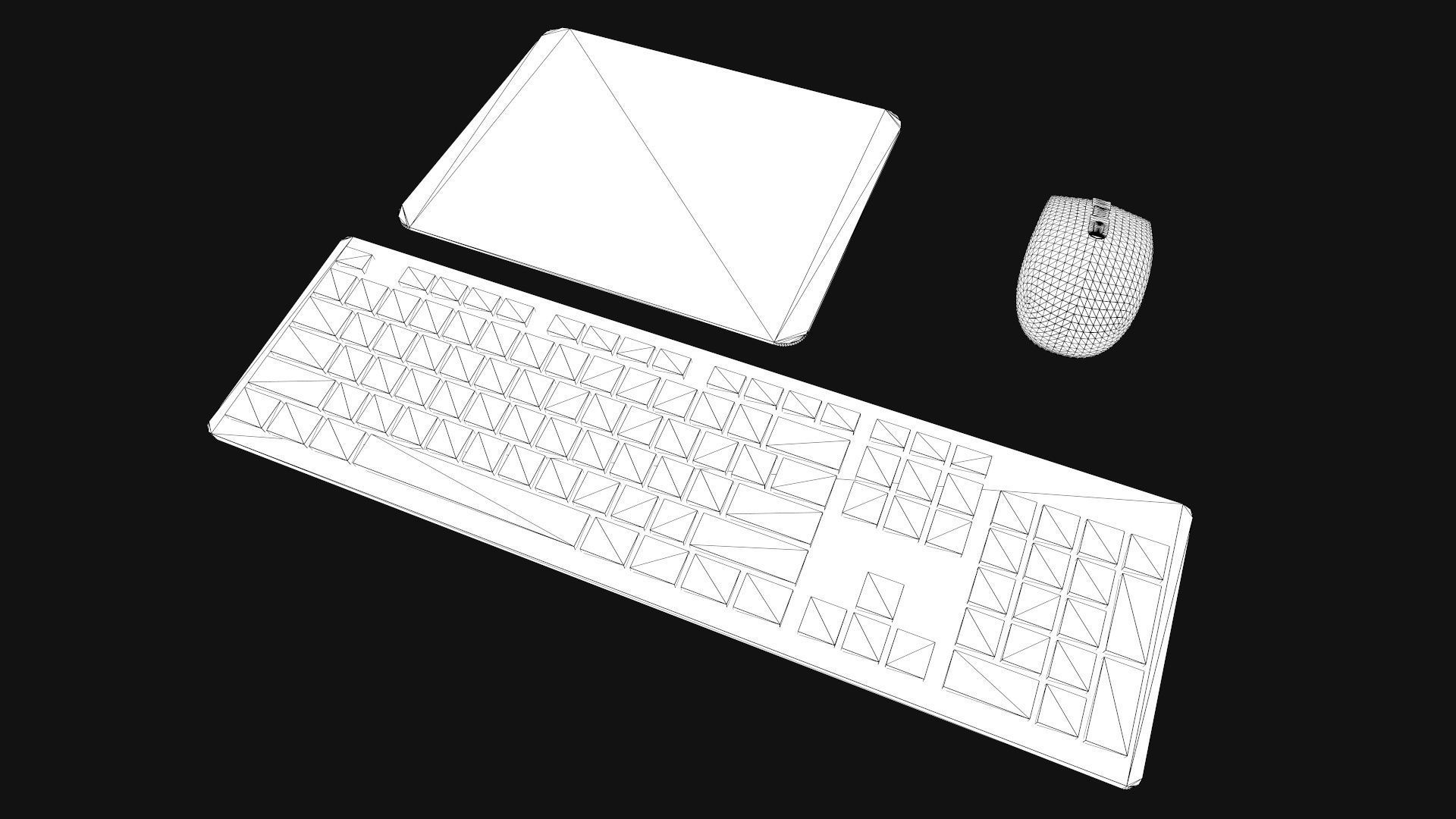 Computer Mouse and Keyboard Low-poly 3D model_11