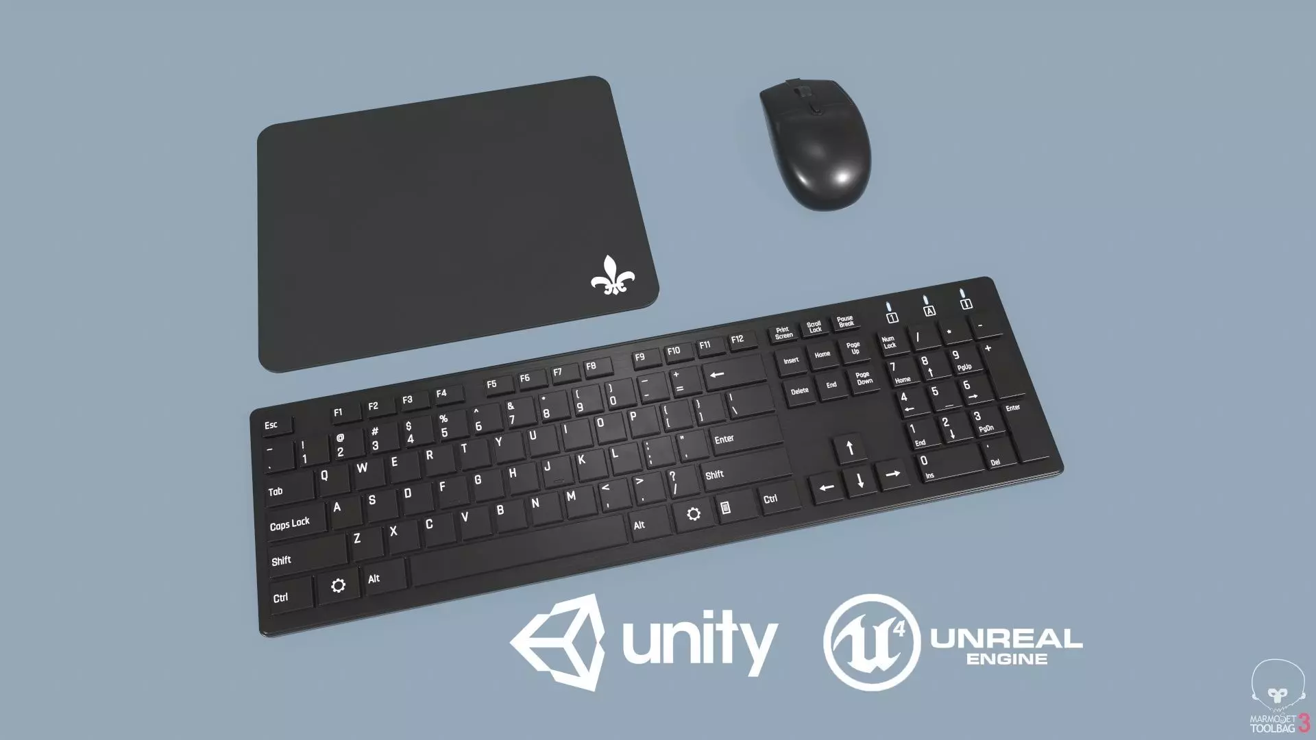 Computer Mouse and Keyboard Low-poly 3D model_0