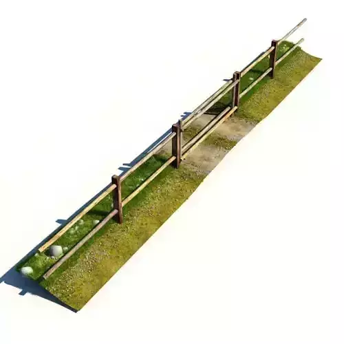Narrow Wooden Fence Gated Drive 3D model