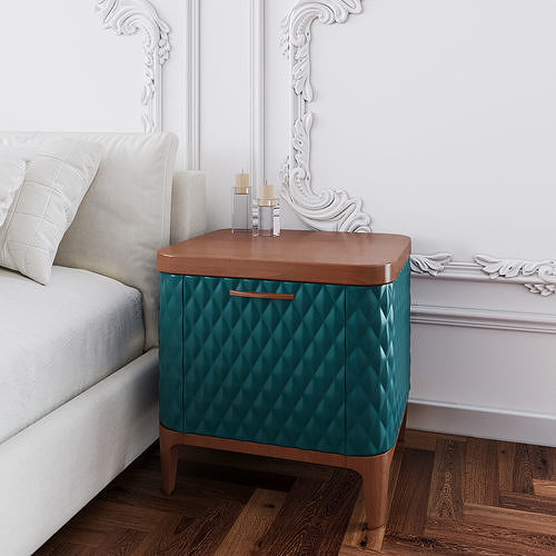 Nightstand bedside table in teal 3D model