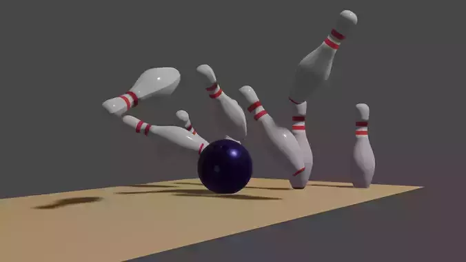 Bowling set ball crashing into pins