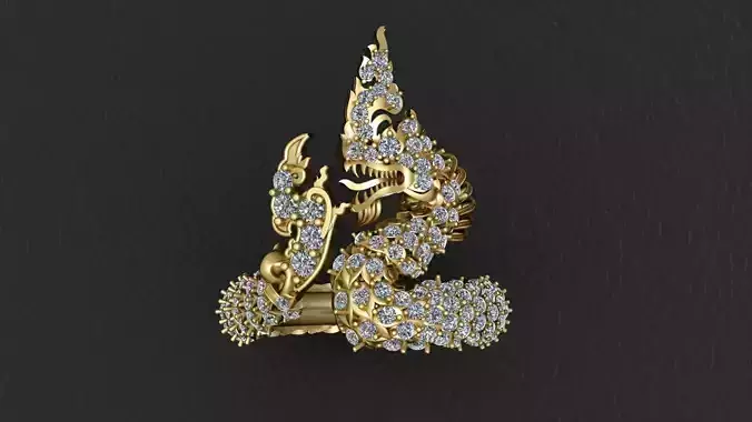 Naga khmer Ring Gold Dragon Cambodia Naga  model 3D print model 3D print model