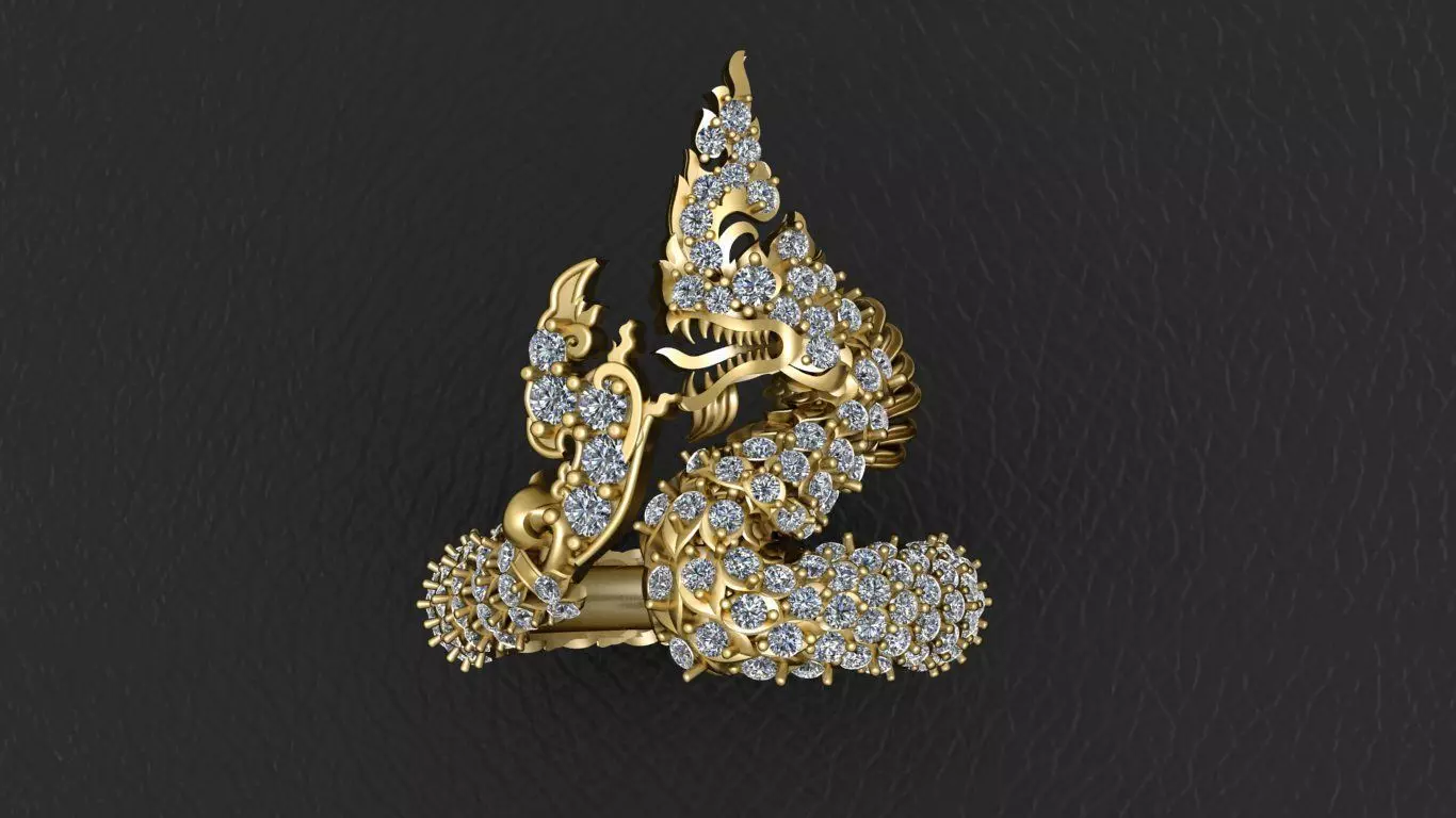 Naga khmer Ring Gold Dragon Cambodia Naga model 3D print model 3D print model
