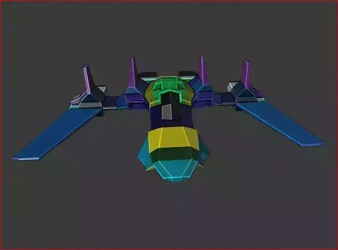 Spaceship colorful flying in air