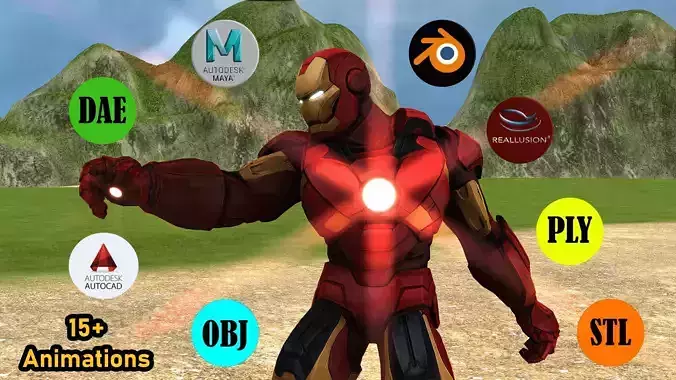 IRON MAN with Animation 3D model