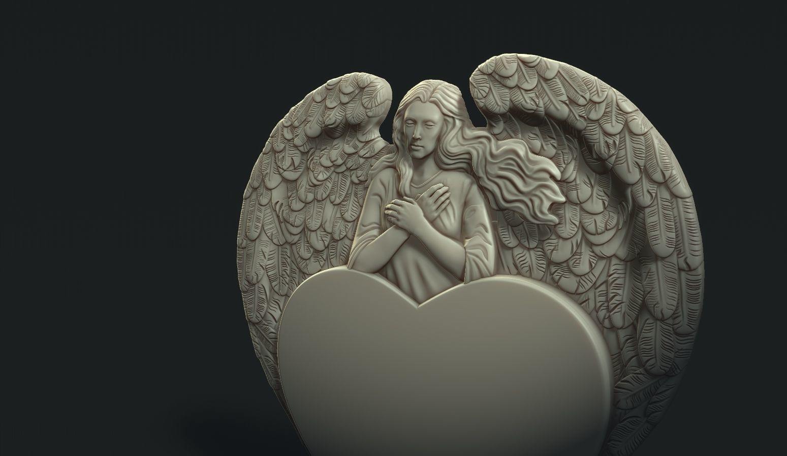 Angel and Heart Tombstone2 3D print model_2